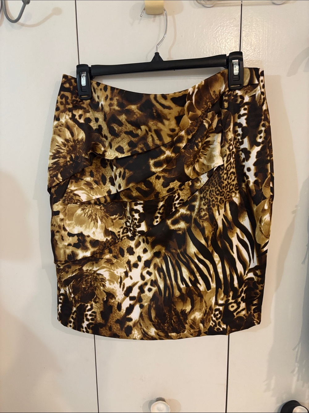 Cache Animal Print Layered Pencil Skirt Size 10